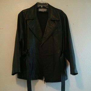 90s Style Leather Biker Jacket Oversized Moto Vintage